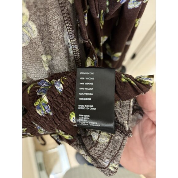 Urban Outfitters Brown Butterfly Smocked Crop Top Long Sleeve Small - Picture 7 of 8